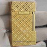 AAA Clone S.T. Dupont Ligne 2 Little Square Pattern Yellow Gold Cigar Lighter